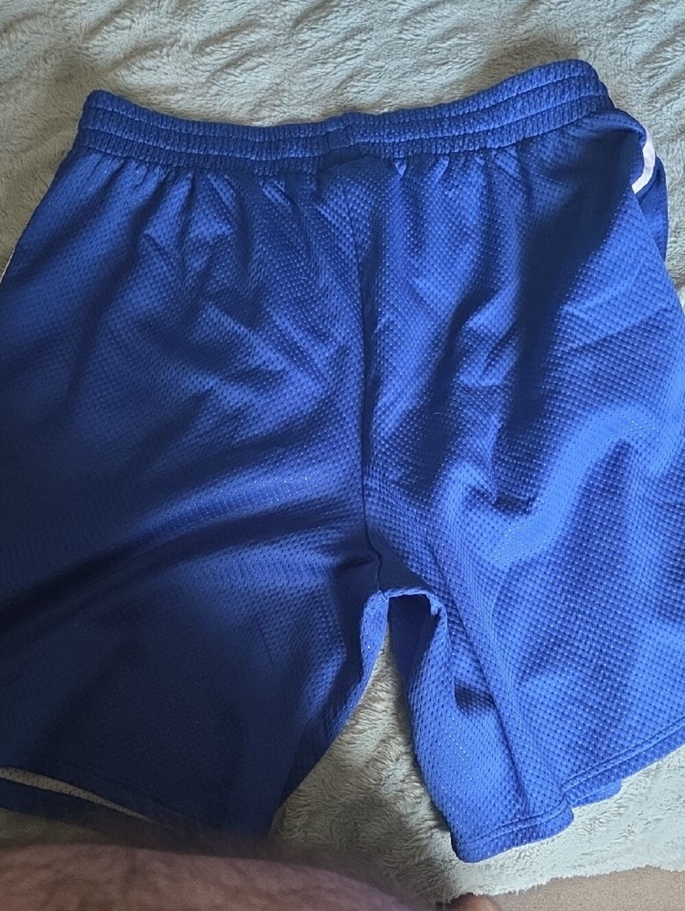 Under Armour Men's Royal Blue Athletic Mesh Shorts with White Trim - Picture 3 of 4